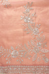 Peach Bead, Sequence & Zari Threadwork Organza Unstitched Salwar Suit With Organza Dupatta