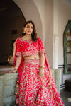 Rani Raw Silk Lehenga Set And Net Dupatta With Readymade Blouse