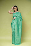 Tea Green Khaddi Georgette Saree With Unstitched Blouse