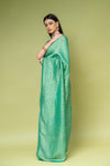 Tea Green Khaddi Georgette Saree With Unstitched Blouse