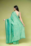Tea Green Khaddi Georgette Saree With Unstitched Blouse