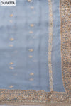 Grey Sequence & Zari Threadwork Organza Unstitched Salwar Suit With Chiffon Dupatta