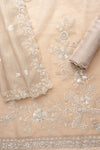 Tussar Bead, Sequence & Zari Threadwork Organza Unstitched Salwar Suit With Organza Dupatta