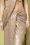 Tussar Net Pre-Draped Designer Saree With Readymade Blouse