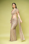 Tussar Net Pre-Draped Designer Saree With Readymade Blouse