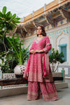 Rani Georgette Readymade Sharara Set With Georgette Dupatta
