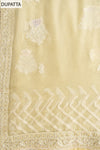 Pista Swarovski, Zarkan & Threadwork Organza Unstitched Salwar Suit With Chiffon Dupatta