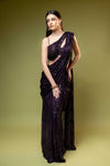 Garnet Net Pre-Draped Designer Saree With Readymade Blouse