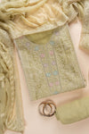 Pista Swarovski, Zarkan & Threadwork Organza Unstitched Salwar Suit With Chiffon Dupatta