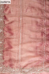 Dark Gajari Cutdana, Sequence, Swarovski, Zarkan & Zari Threadwork Organza Unstitched Salwar Suit With Organza Dupatta