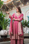 Rani Georgette Readymade Sharara Set With Georgette Dupatta