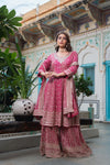 Rani Georgette Readymade Sharara Set With Georgette Dupatta