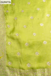 Pista Cutdana, Dabka, Sequence, Swarovski & Woven Zari Organza Unstitched Salwar Suit With Organza Dupatta