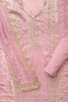 Gajari Sequence & Zari Threadwork Organza Unstitched Salwar Suit With Chiffon Dupatta