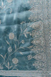 Grey Sequence, Swarovski & Zari Threadwork Organza Unstitched Salwar Suit With Organza Dupatta