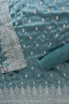 Grey Sequence, Swarovski & Zari Threadwork Organza Unstitched Salwar Suit With Organza Dupatta