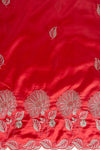Maroon Sequence, Swarovski & Zari Threadwork Satin Unstitched Salwar Suit With Satin Dupatta