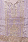 Mauve Sequence & Zari Threadwork Organza Unstitched Salwar Suit With Chiffon Dupatta