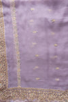 Mauve Sequence & Zari Threadwork Organza Unstitched Salwar Suit With Chiffon Dupatta