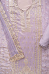 Mauve Sequence & Zari Threadwork Organza Unstitched Salwar Suit With Chiffon Dupatta
