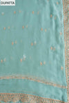 Tea Green Sequence & Zari Threadwork Organza Unstitched Salwar Suit With Chiffon Dupatta