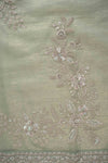 Tea Green Bead, Sequence & Zari Threadwork Organza Unstitched Salwar Suit With Organza Dupatta
