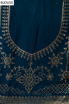 Peacock Georgette Embroidered Saree With Unstitched Blouse