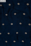 Midnight Blue Woven Zari & Digital Printed Dola Saree With Unstitched Blouse