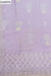 Mauve Swarovski, Zarkan & Threadwork Organza Unstitched Salwar Suit With Chiffon Dupatta