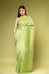 Sea Green Khaddi Georgette Saree With Unstitched Blouse