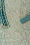 Mint Green Cutdana, Sequence, Swarovski, Zarkan & Zari Threadwork Organza Unstitched Salwar Suit With Organza Dupatta