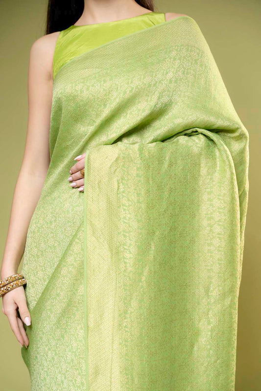 Sea Green Khaddi Georgette Saree With Unstitched Blouse