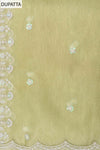 Pista Bead, Sequence & Zari Threadwork Organza Unstitched Salwar Suit With Organza Dupatta
