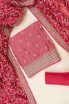 Gajari Sequence, Zarkan, Zari Threadwork & Bandhini printed Satin Unstitched Salwar Suit With Satin Dupatta