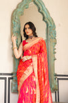 Rani Woven Zari Banarasi Silk Saree With Unstitched Blouse