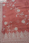Onion Sequence, Swarovski & Zari Threadwork Organza Unstitched Salwar Suit With Organza Dupatta