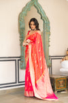 Rani Woven Zari Banarasi Silk Saree With Unstitched Blouse