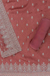 Onion Sequence, Swarovski & Zari Threadwork Organza Unstitched Salwar Suit With Organza Dupatta