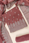 Onion Sequence, Swarovski & Zari Threadwork Organza Unstitched Salwar Suit With Organza Dupatta