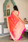 Rani Woven Zari Banarasi Silk Saree With Unstitched Blouse