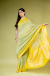 Pista Khaddi Georgette Saree With Unstitched Blouse
