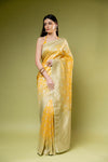 Pista Khaddi Georgette Saree With Unstitched Blouse