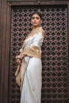 Tussar Organza Embroidered Saree With Unstitched Blouse