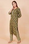 Pista Cotton Embroidered Readymade Suit With Pant