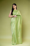 Pista Khaddi Georgette Saree With Unstitched Blouse