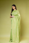 Pista Khaddi Georgette Saree With Unstitched Blouse