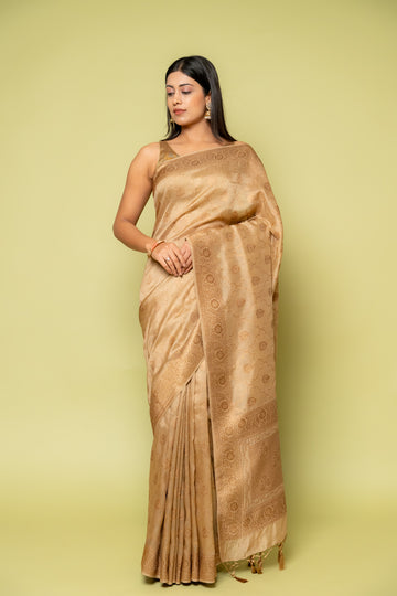 Tussar Banarasi Silk Saree With Unstitched Blouse