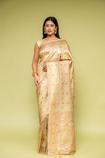 Tussar Banarasi Silk Saree With Unstitched Blouse