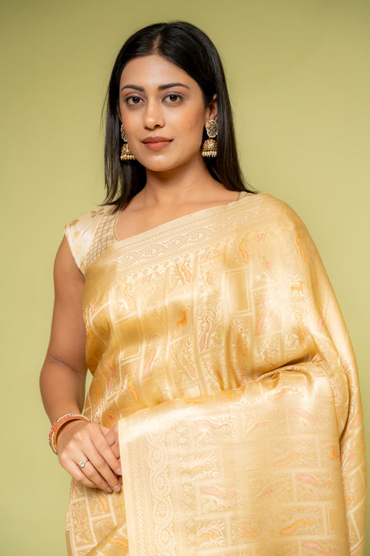 Tussar Banarasi Silk Saree With Unstitched Blouse