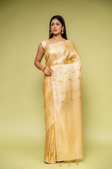 Tussar Banarasi Silk Saree With Unstitched Blouse